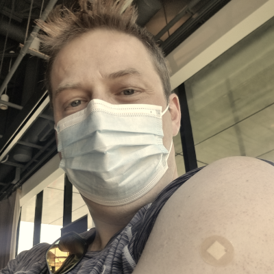 A 2021 vax-selfie, masked up as was the style at the time